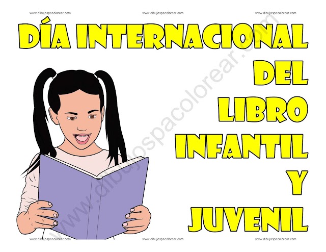 Día Internacional del Libro Infantil y Juvenil dibujo a color y para colorear